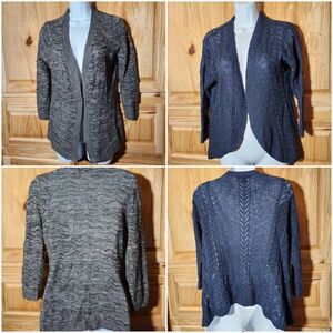 2 Sweater Shawls – Women’s Small | Basic Editions | Blue & Gray | Knit Bundle